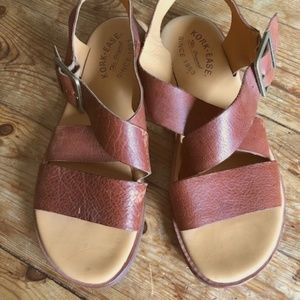 Kork-Ease Women's Nara Sandal, Brown Leather, Size 9,